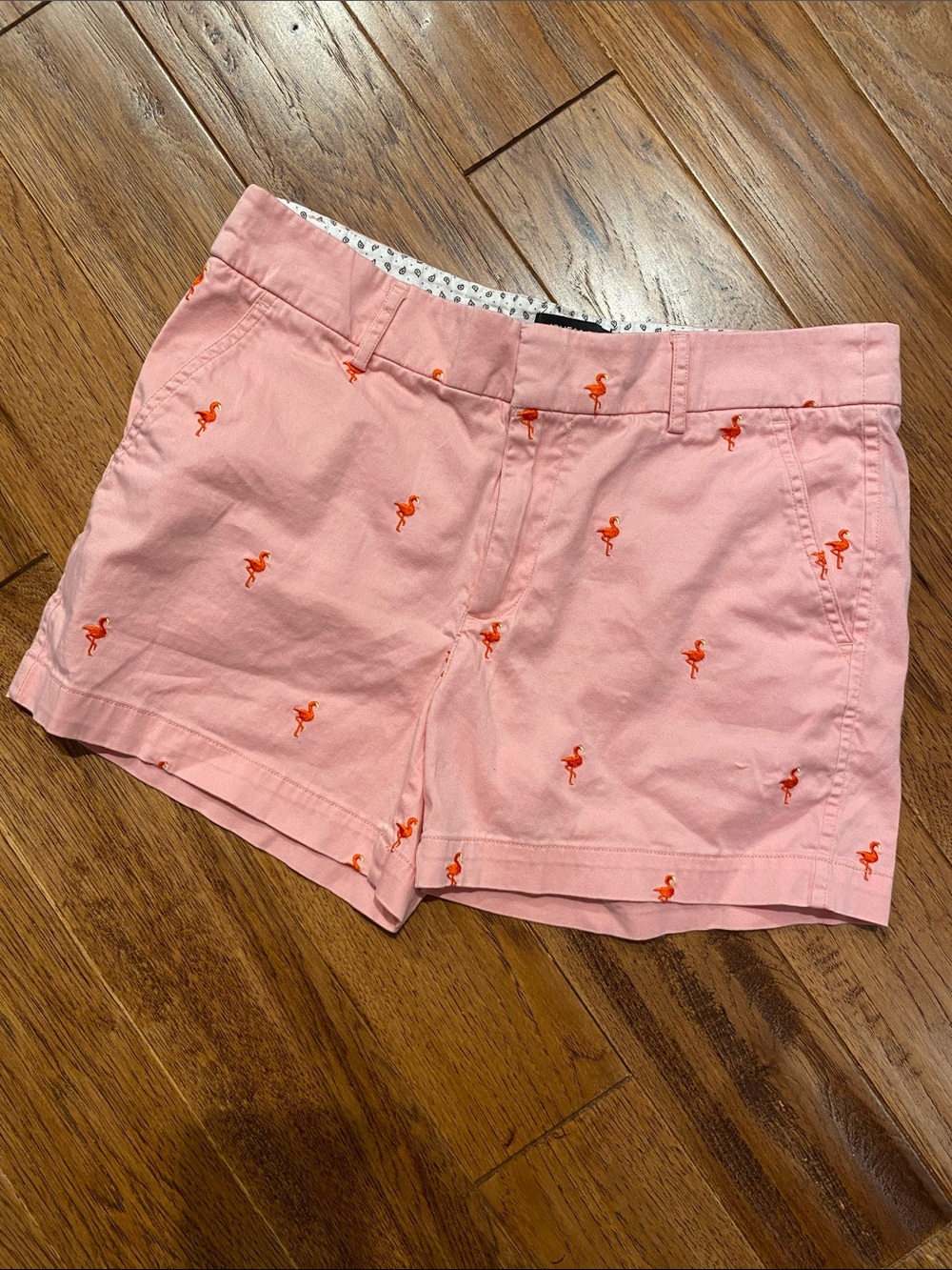 Jones New York Pink Shorts with Orange Flamingo Embroidery